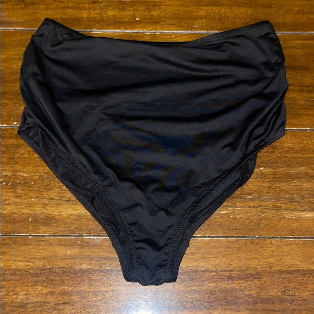 A Pea in the Pod Black Ruched High-Waisted‎ Bikini